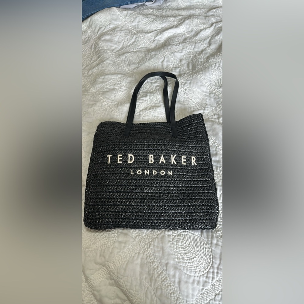 Ted Baker London Raffia Straw Tote Bag Black